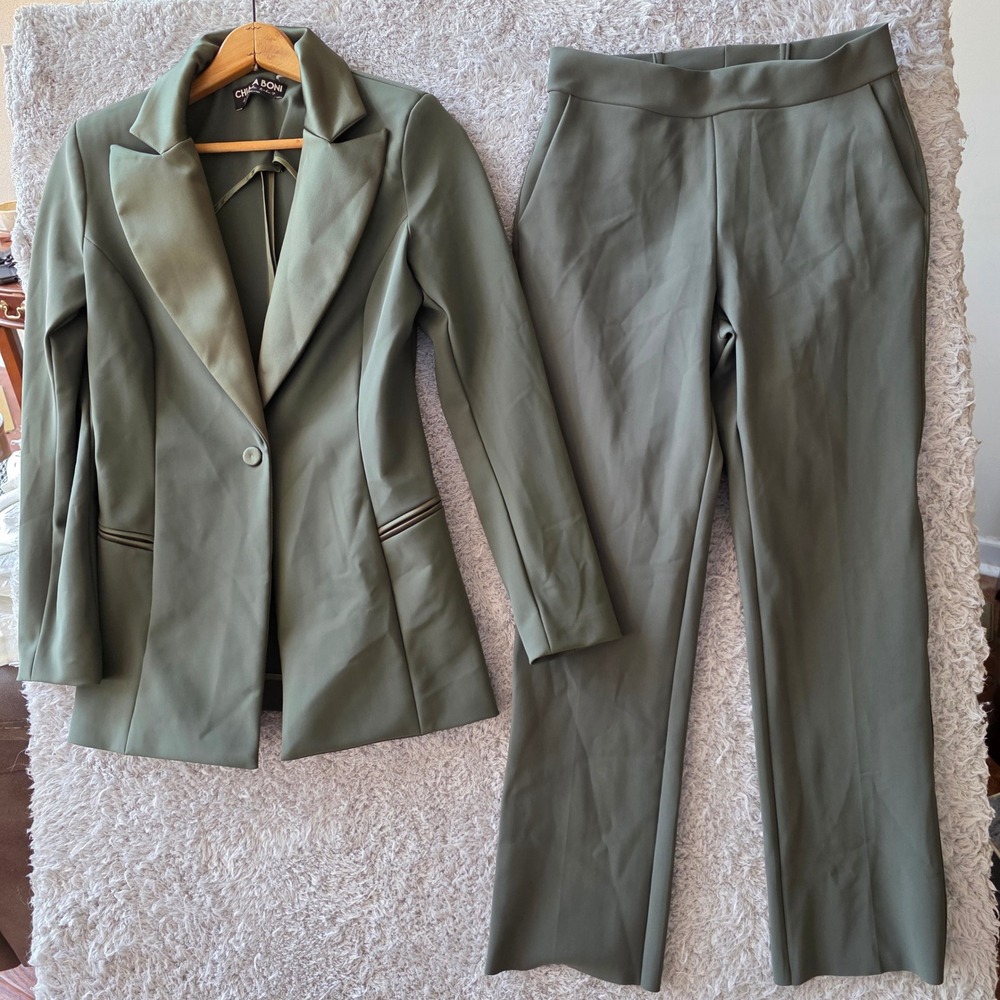 Chiara Boni La Petite Robe Olive Green Pant Suit Alex Blazer 40 Tux Pants 44 S M